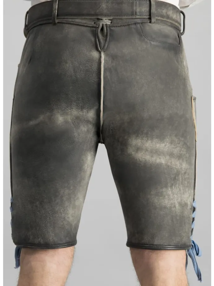 Lederhose "Bayern-Bua" in grau antik gespeckt