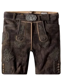 Lederhose "Bertl" in braun gespeckt