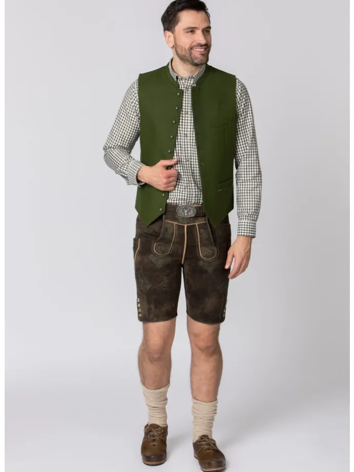 Lederhose "Bertl" in braun gespeckt