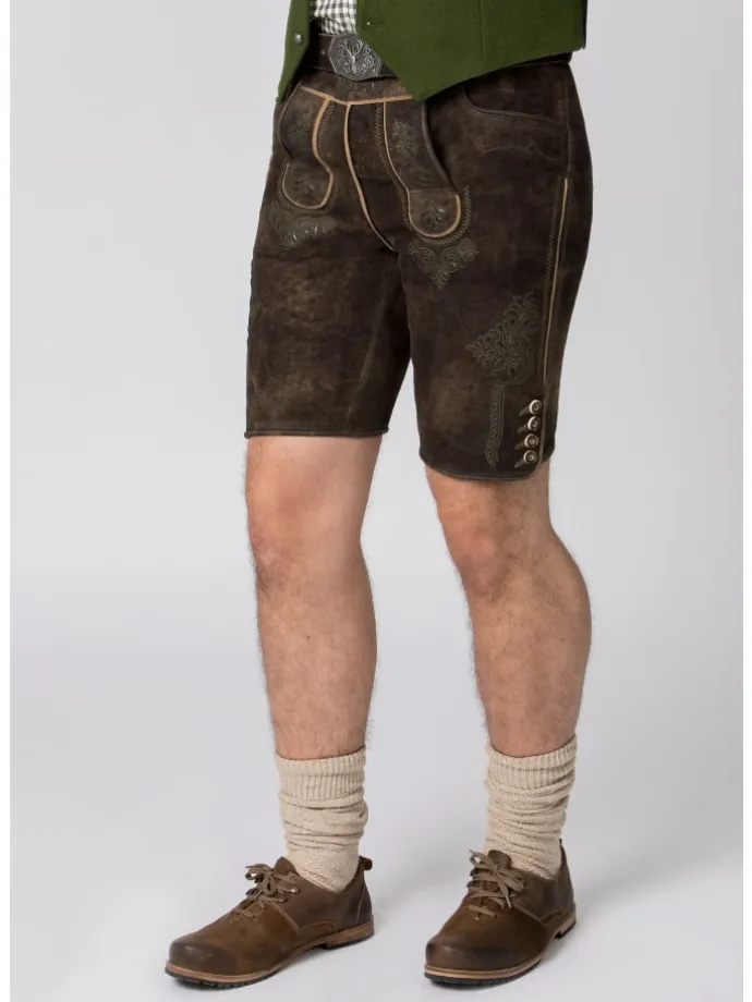 Lederhose "Bertl" in braun gespeckt