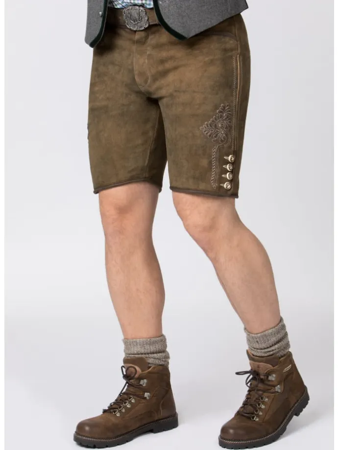 Lederhose "Corbi 4" in havanna gespeckt