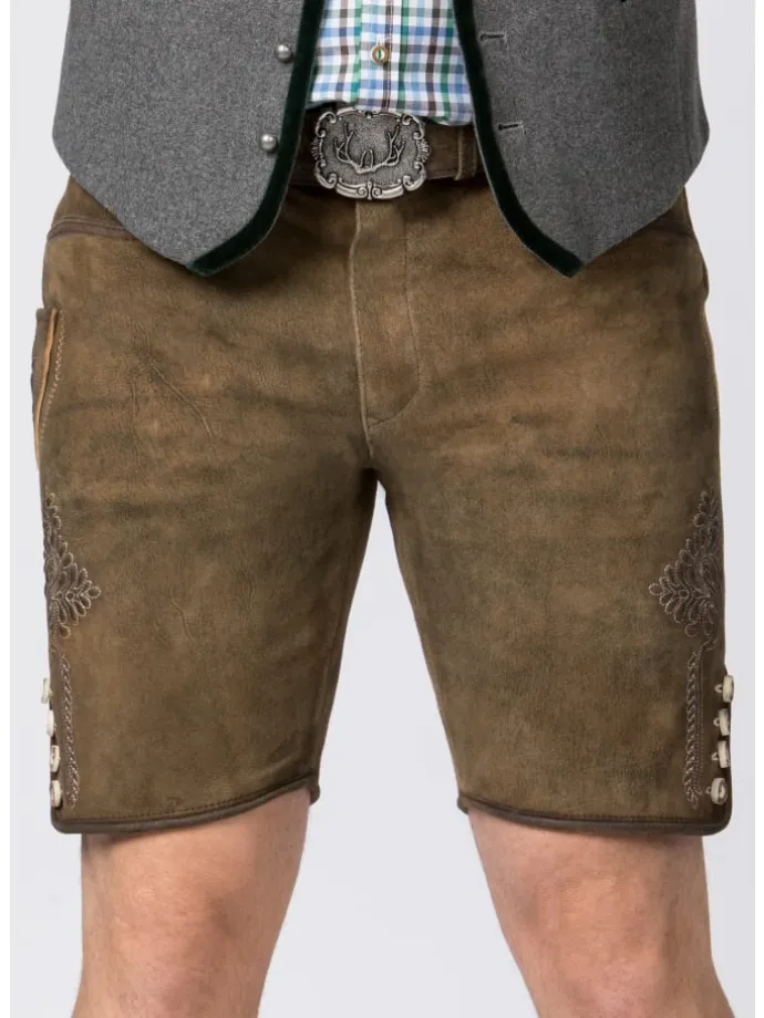 Lederhose "Corbi 4" in havanna gespeckt