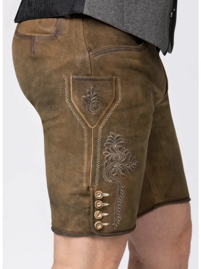 Lederhose "Corbi 4" in havanna gespeckt