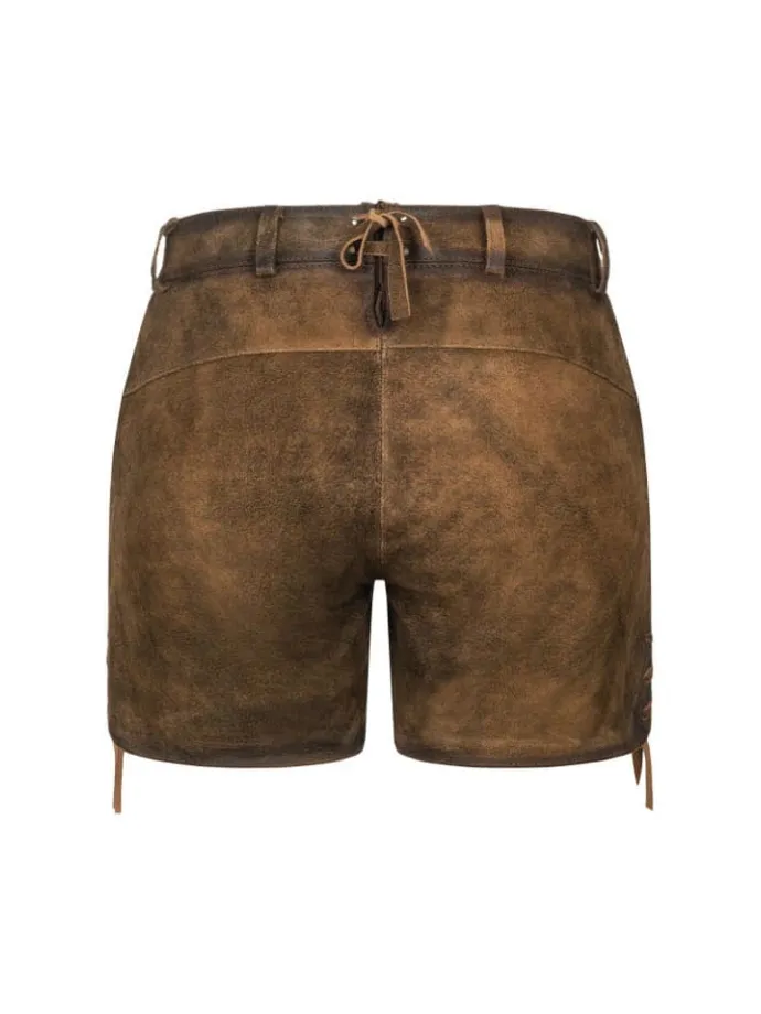 Lederhose Hotpants Tamara in Tabakbraun