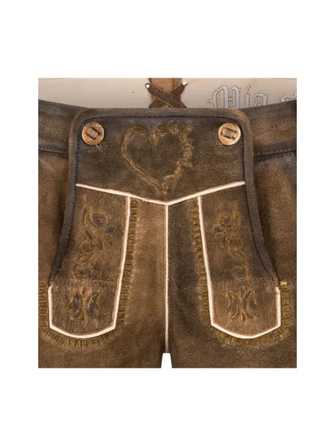 Lederhose Hotpants Tamara in Tabakbraun