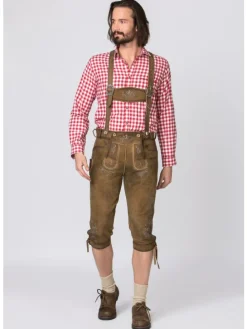 Lederhose "Justin 4" in havanna gespeckt