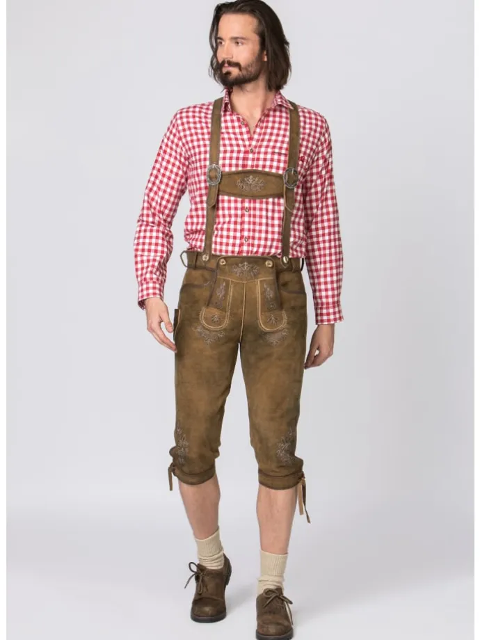 Lederhose "Justin 4" in havanna gespeckt