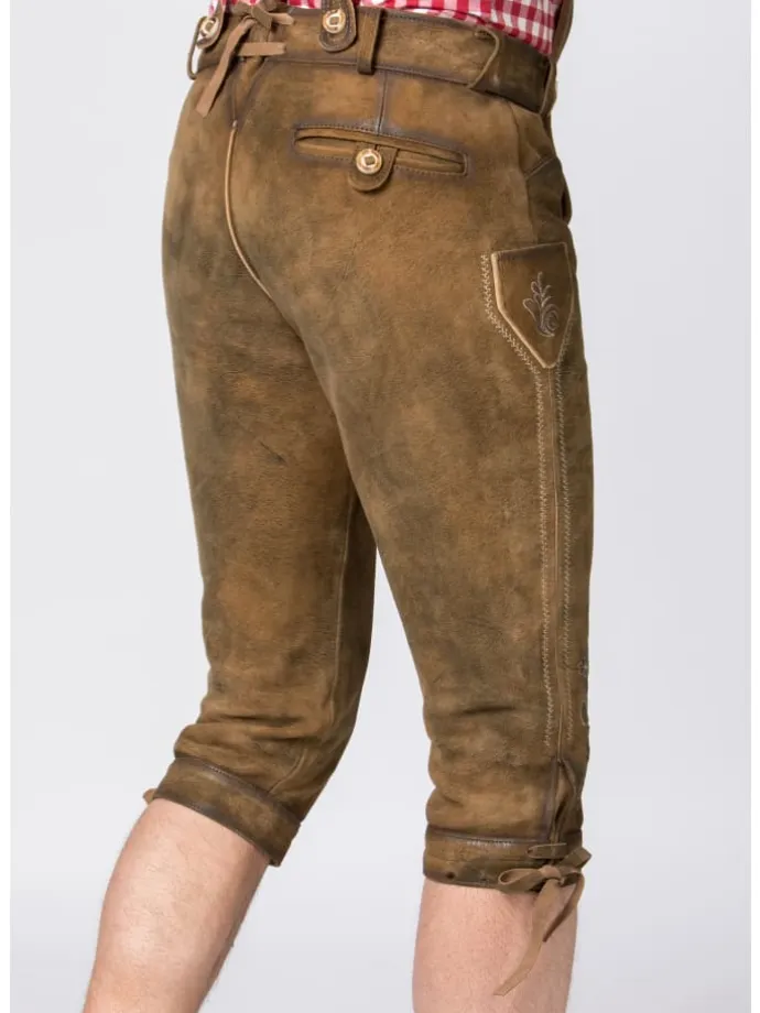Lederhose "Justin 4" in havanna gespeckt