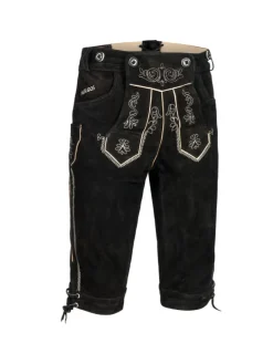 Lederhose Kniebund Echtleder in Schwarz