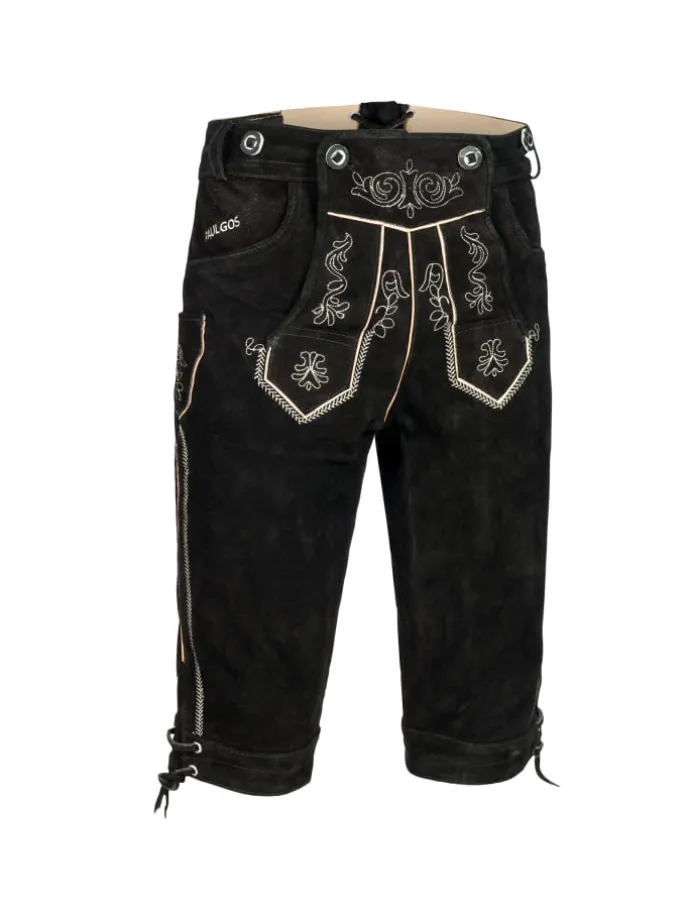 Lederhose Kniebund Echtleder in Schwarz