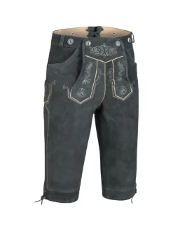 Lederhose Kniebund Echtleder in Grau