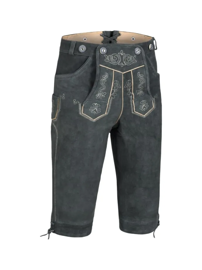 Lederhose Kniebund Echtleder in Grau