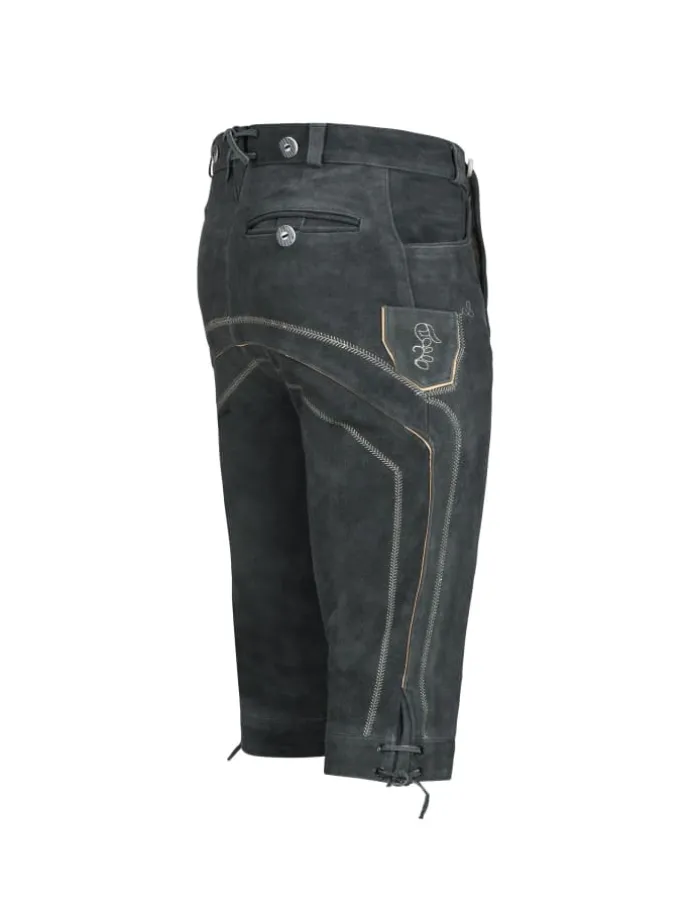 Lederhose Kniebund Echtleder in Grau