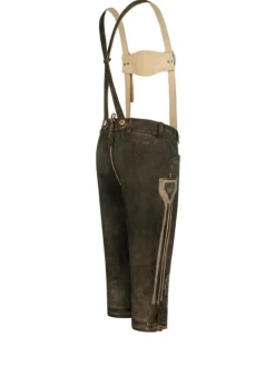 Lederhose Kniebund Theobald Leo in Dunkelbraun