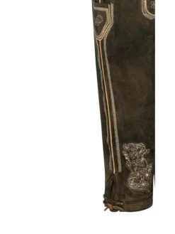 Lederhose Kniebund Theobald Leo in Dunkelbraun