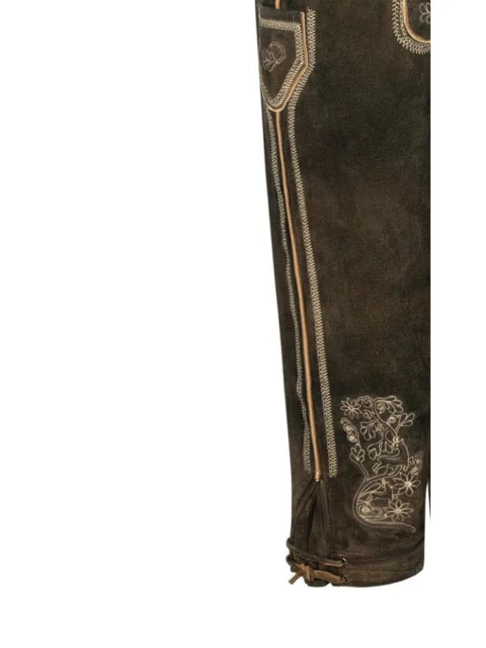 Lederhose Kniebund Theobald Leo in Dunkelbraun