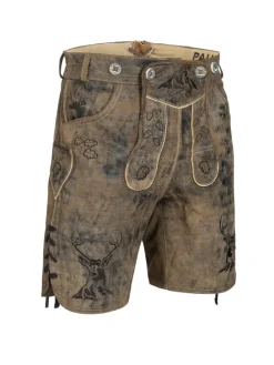 Lederhose Kurz Echtleder HK4 ANTIK in Whiskybraun