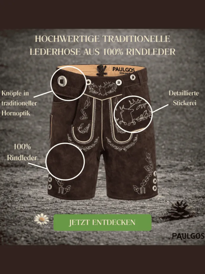 Lederhose Kurz Echtleder HK1 in Dunkelbraun