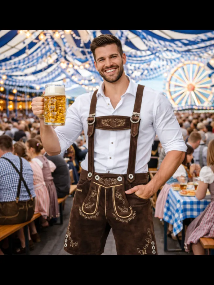 Lederhose Kurz Echtleder HK1 in Dunkelbraun