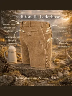 Lederhose Kurz Echtleder HK1 in Hellbraun