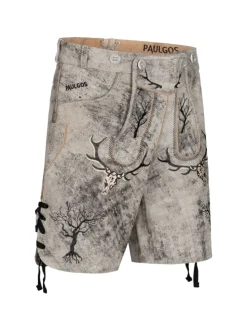 Lederhose Kurz Echtleder HK6 ANTIK in Mitternachtsgrau