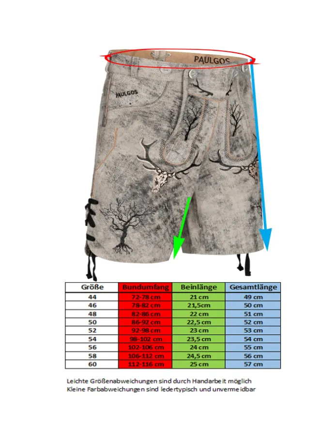 Lederhose Kurz Echtleder HK6 ANTIK in Mitternachtsgrau
