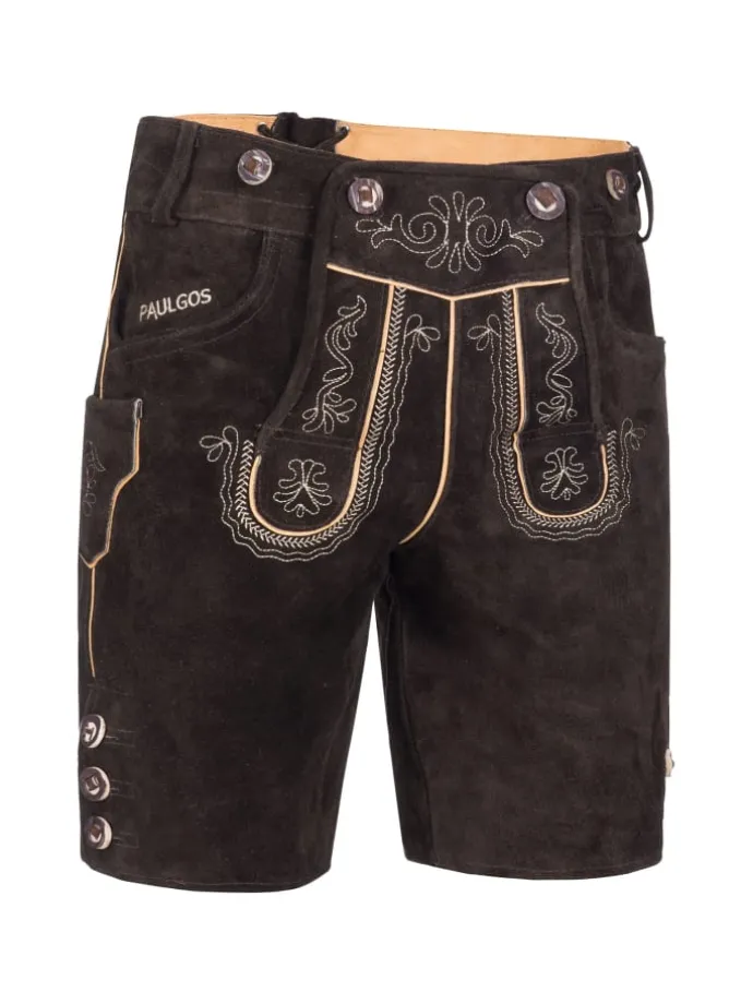 Lederhose Kurz Echtleder HK2 in Dunkelbraun