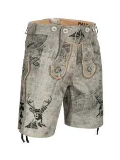 Lederhose Kurz Echtleder HK4 ANTIK in Mitternachtsgrau