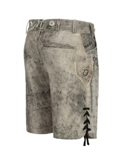 Lederhose Kurz Echtleder HK4 ANTIK in Mitternachtsgrau