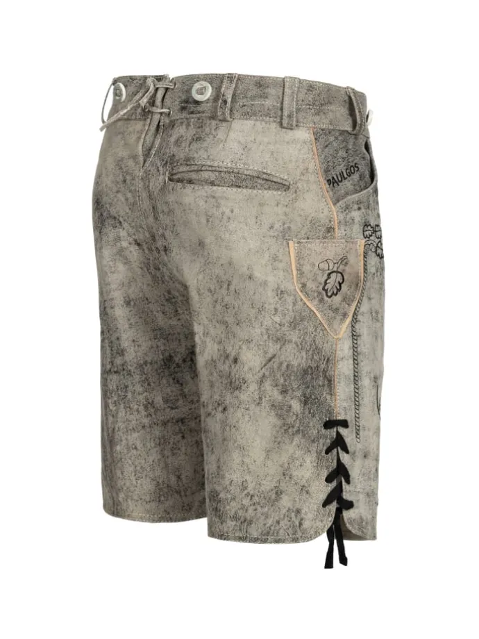 Lederhose Kurz Echtleder HK4 ANTIK in Mitternachtsgrau