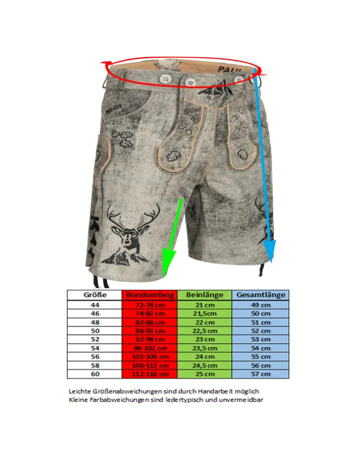 Lederhose Kurz Echtleder HK4 ANTIK in Mitternachtsgrau