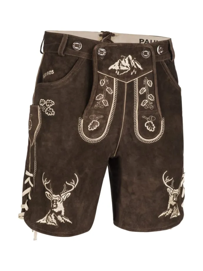 Lederhose Kurz Echtleder HK4 in Dunkelbraun