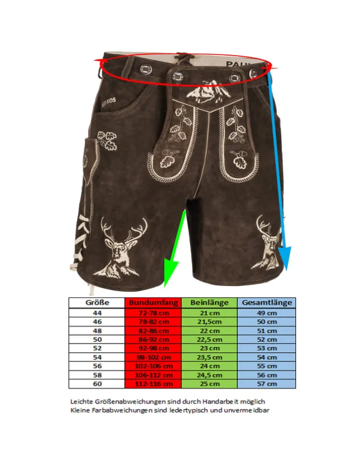 Lederhose Kurz Echtleder HK4 in Dunkelbraun