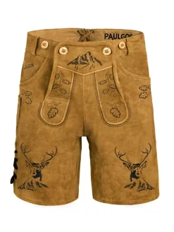 Lederhose Kurz Echtleder HK4 in Hellbraun