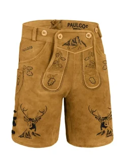 Lederhose Kurz Echtleder HK4 in Hellbraun
