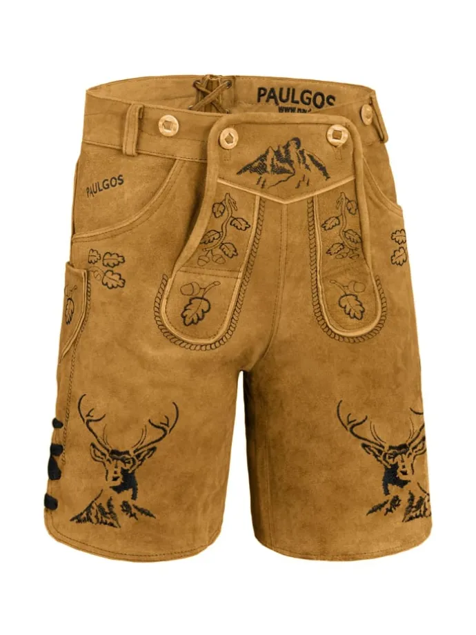 Lederhose Kurz Echtleder HK4 in Hellbraun
