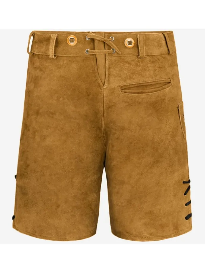 Lederhose Kurz Echtleder HK4 in Hellbraun