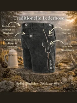 Lederhose Kurz Echtleder HK1 in Grau