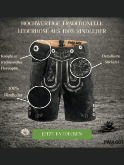 Lederhose Kurz Echtleder HK1 in Grau