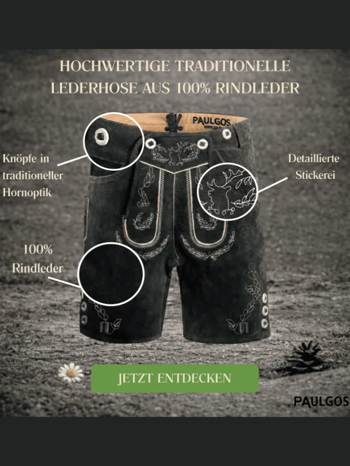 Lederhose Kurz Echtleder HK1 in Grau