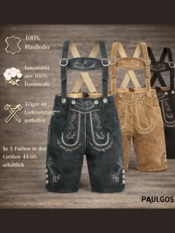 Lederhose Kurz Echtleder HK1 in Grau