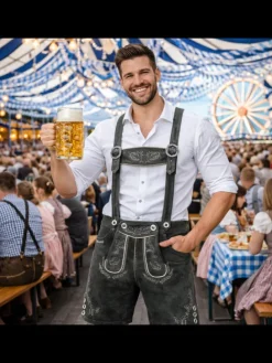Lederhose Kurz Echtleder HK1 in Grau