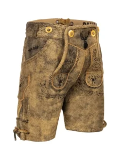 Lederhose Kurz Echtleder KK2 ANTIK in Sandbraun