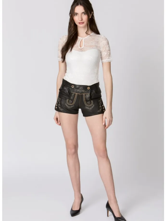 Lederhose "Mona" in black nappa