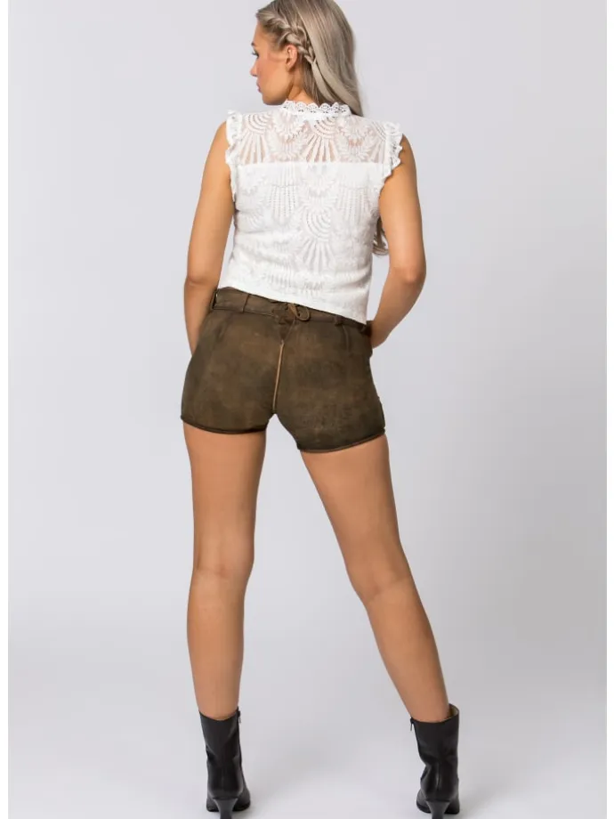 Lederhose "Rosy" in stein geäscht