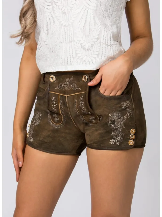 Lederhose "Rosy" in stein geäscht