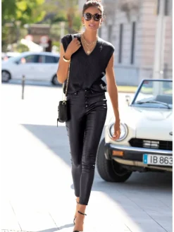 Lederimitathose in schwarz