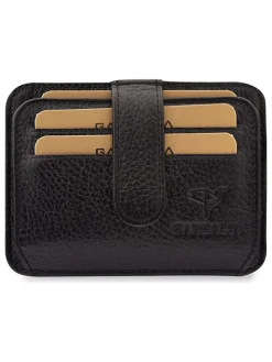 Leder-Kartenetui in Schwarz - (B)11 x (H)8 x (T)2 cm