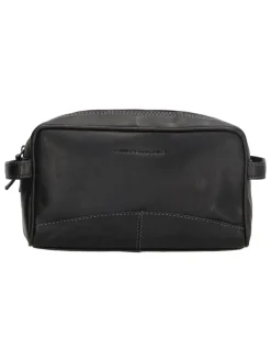 Leder-Kosmetiktasche in Schwarz - (B)25 x (H)15 x (T)8,5 cm