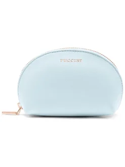 Leder-Kosmetiktasche "Zen" in Hellblau - (B)13,5 x (H)8,5 x (T)5,5 cm